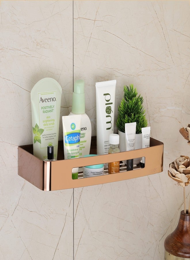 FORTUNE Premium Grade 304 Stainless Steel Wall Mount Shelf, Multi-Functional Storage Shelf / Kitchen Shelf / Rack & Caddy Basket Bathroom Accessories Homes, Hotels- ( 12 x 5 Inch) (Rose Gold Finish, Pack Of 1) - Image 1